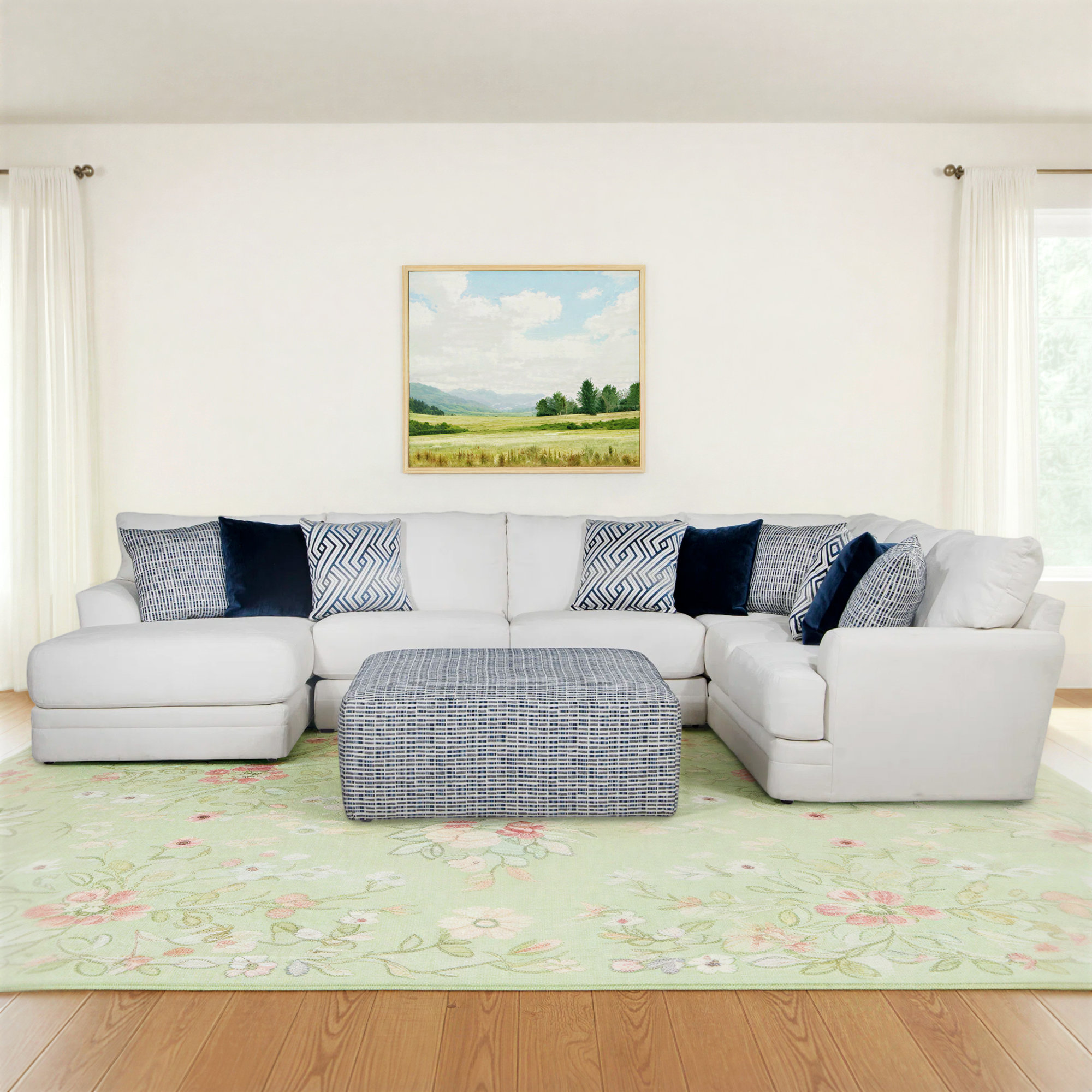 Mazekine Modular Upholstered U-Sectional, Left Hand Facing