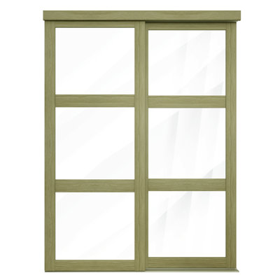 48 po x 80 1/2 po 3 portes coulissantes transparentes à miroir, sésame