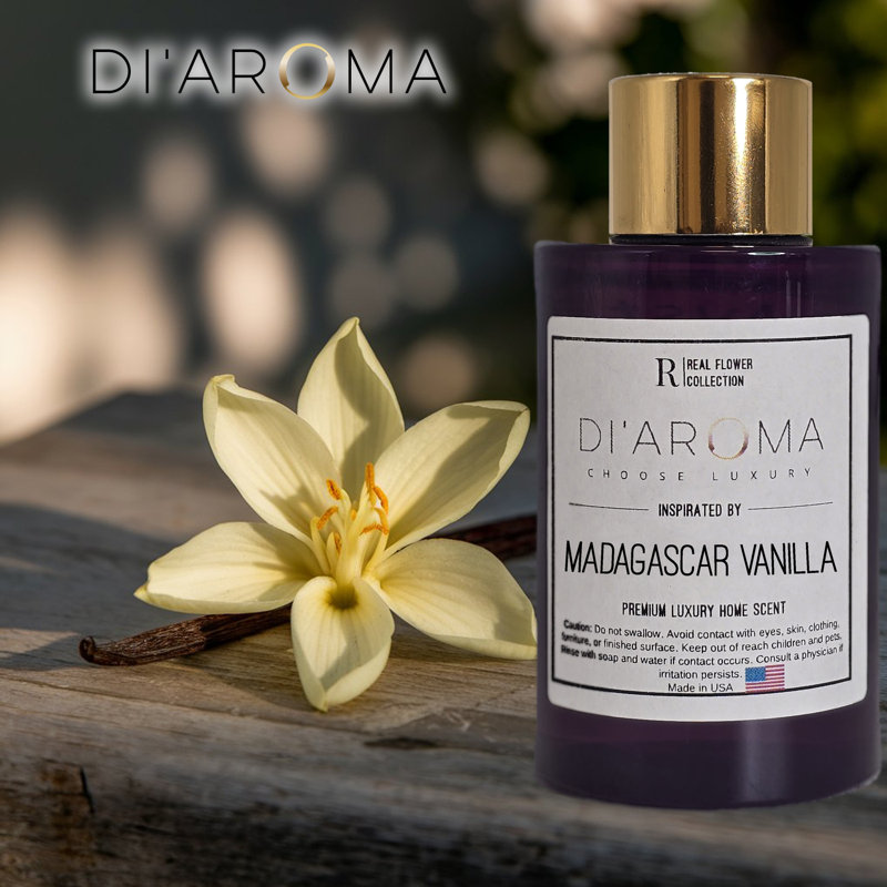 Mystic Romance, mélange d'huiles aromatiques à la vanille, bouteille mauve en plastique 120 ml, collection City, mélanges d'huiles aromatiques, huile pour diffuseur sans eau (120 ml, vanille de Madagascar)