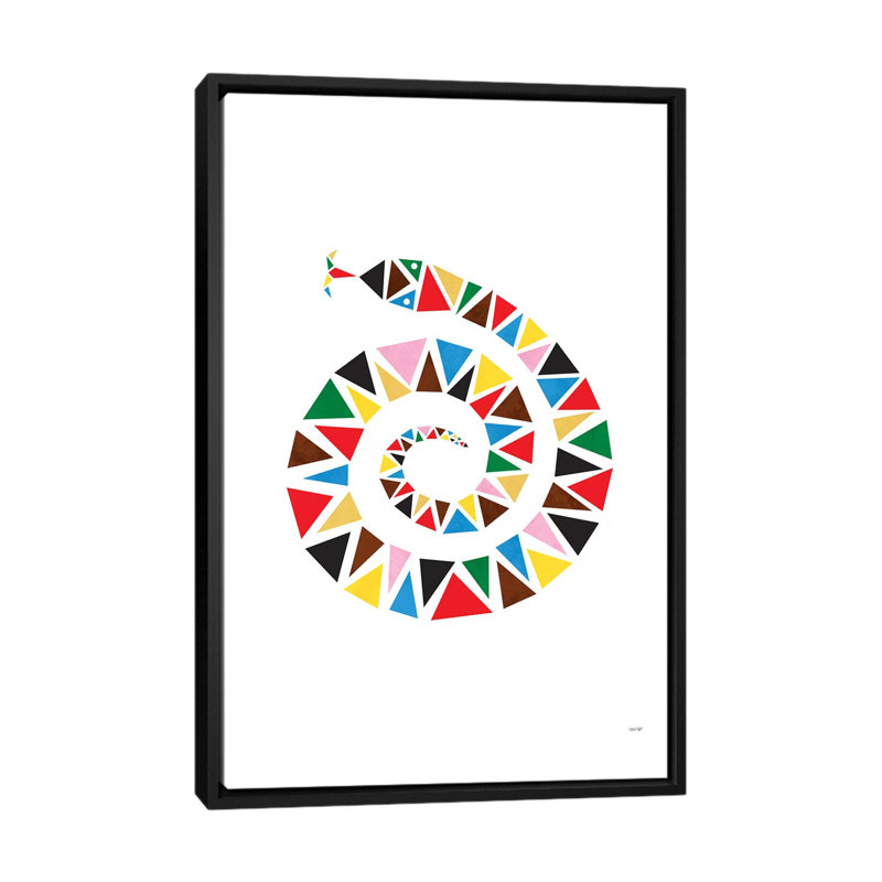« serpent color », impression sur toile, H 60 po x l 40po x P 1,5 po, Toile encadrée noire, Pas de tapis