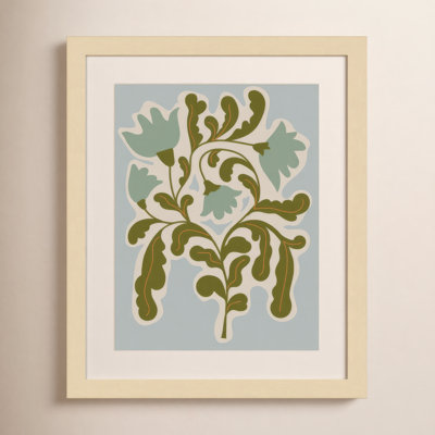 Expressive Abstract House Plant Blue Print
