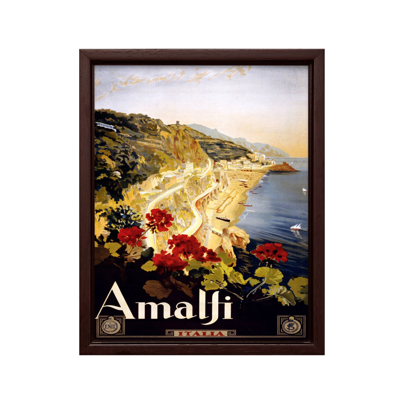 Côte d'Amalfi, Canevas, H 12 po x l 16 po, Encadrement brun