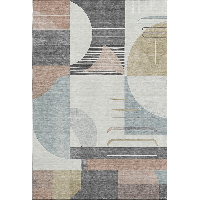 Premium Machine Washable Mehara AMF1694 Geometric Rug, Rectangle 9' x 12'
