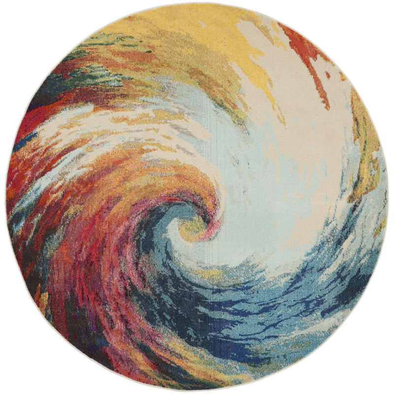 Zaccaria Abstract Indoor Rug, Round 7'10"
