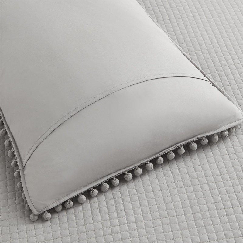 Ensemble de courtepointe en microfibre , Gris clair, Courtepointe pour très grand lit + 2 taies d'orei