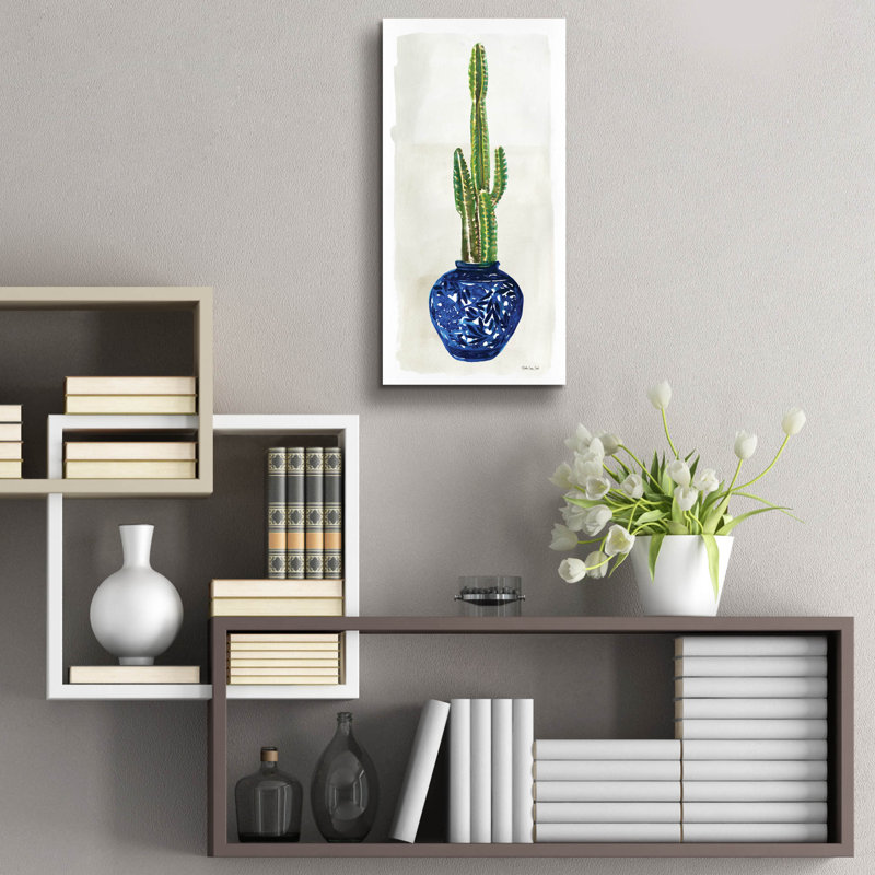 «Cacti In Blue Pot 1» par Stellar Design Studio, H 24 po x l 12 po