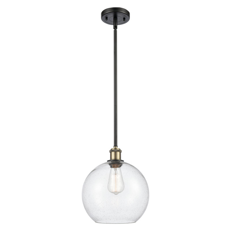 Luminaire suspendu sphère 1 lumière Baran, Laiton antique noir, Grainé, Ampoule non incluse