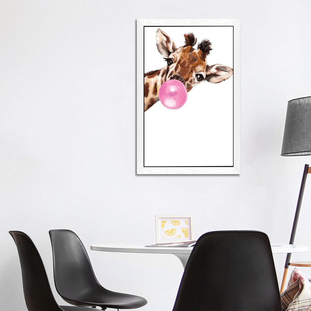 Sneaky Giraffe Blowing Bubble Gum by Big Nose Work - Print on Canvas