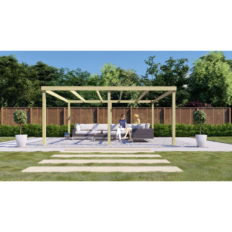 Angelys Solid Wood Pergola, 14' x 6', Light Green