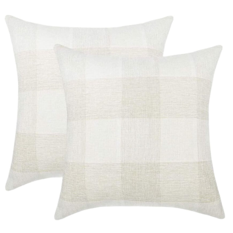 Ensemble de 2 housses de coussin d'extérieur à carreaux 20 x 20 pouces Buffalo, Blanc