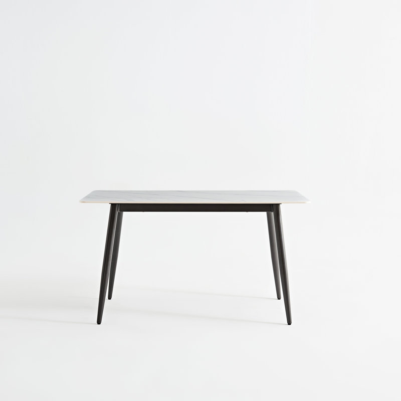 Rectangular Modern Dining Table with Ceramic Top & Metal Base, 29.33"H x 62.99"L x 33.46"W