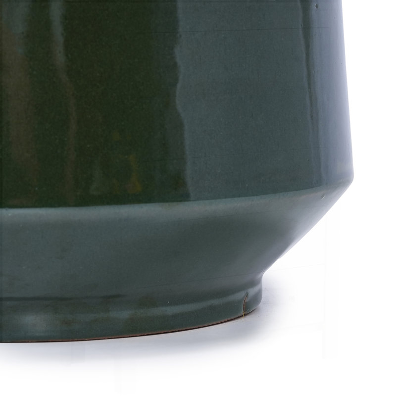 Handmade Solid Glaze Ceramic Planter Set of 3, Dark Green, for Monstera and Fiddle-Leaf Fig, Breathable Clay, Indoor and Outdoor Use