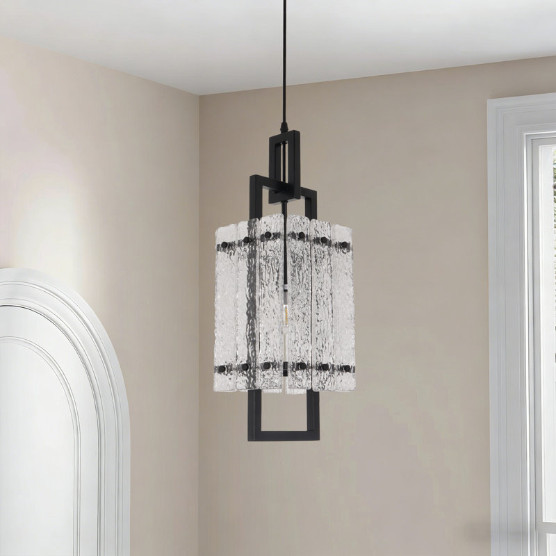 Luminaire suspendu en verre moderne à panneau 1 lumière H 74,8 "avec ampoule Modern