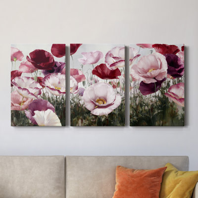 " Royal Poppy Field " 3 - Pieces