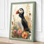Puffin Among Flowers Botanical - Wrapped Canvas-77463728-77463734