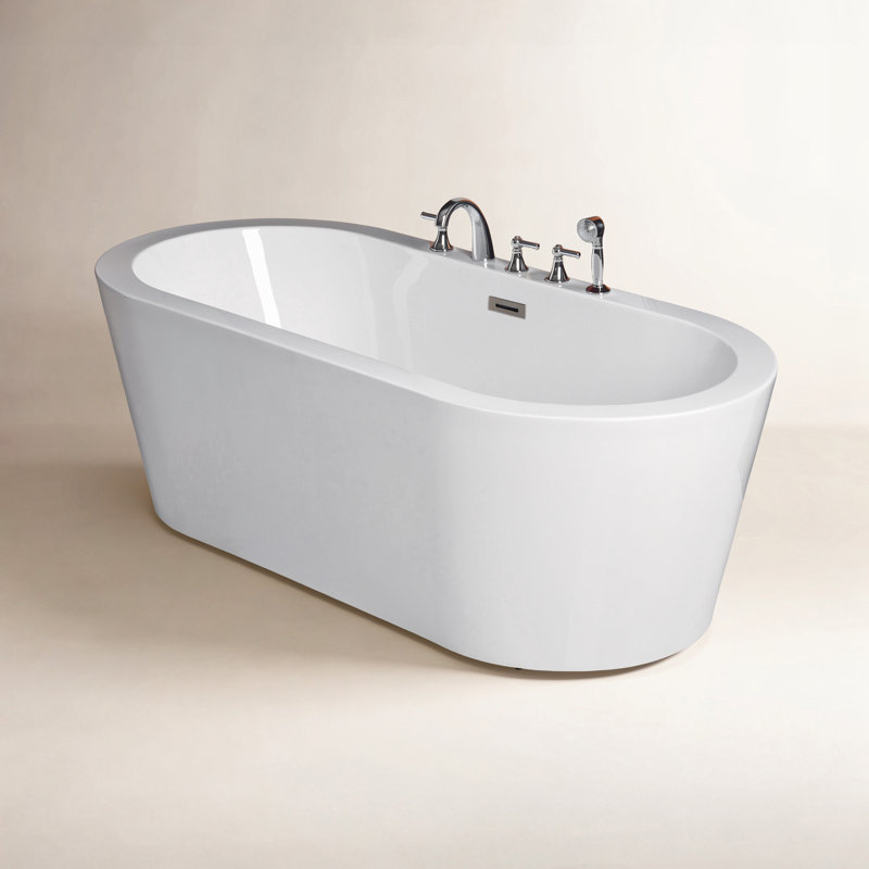 Ensemble de baignoire et robinet autoportant en acrylique 66 po x 32 po, installation requise, Chrome