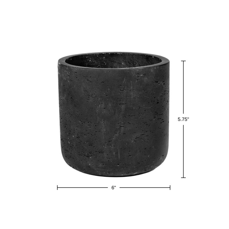 Black Textured Round Fiberstone Pot