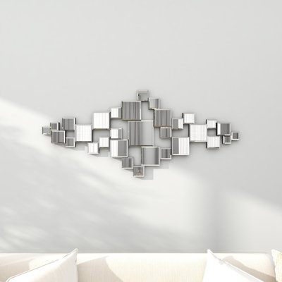 Glass Silver Wall Mirror with Square Mirrors
