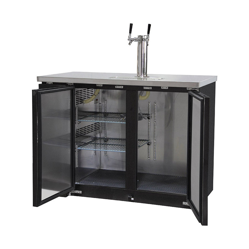 Kegco 20 Cubic Feet Dual Tap Half Barrel (Full Size) Freestanding Kegerator with Door Lock and Adjustable Temperature, Black