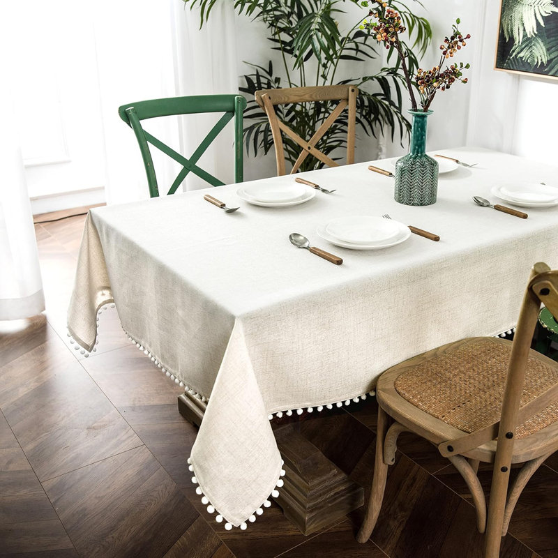 Cooledge Rectangle Solid Linen Textured Tablecloth, 72" x 55"