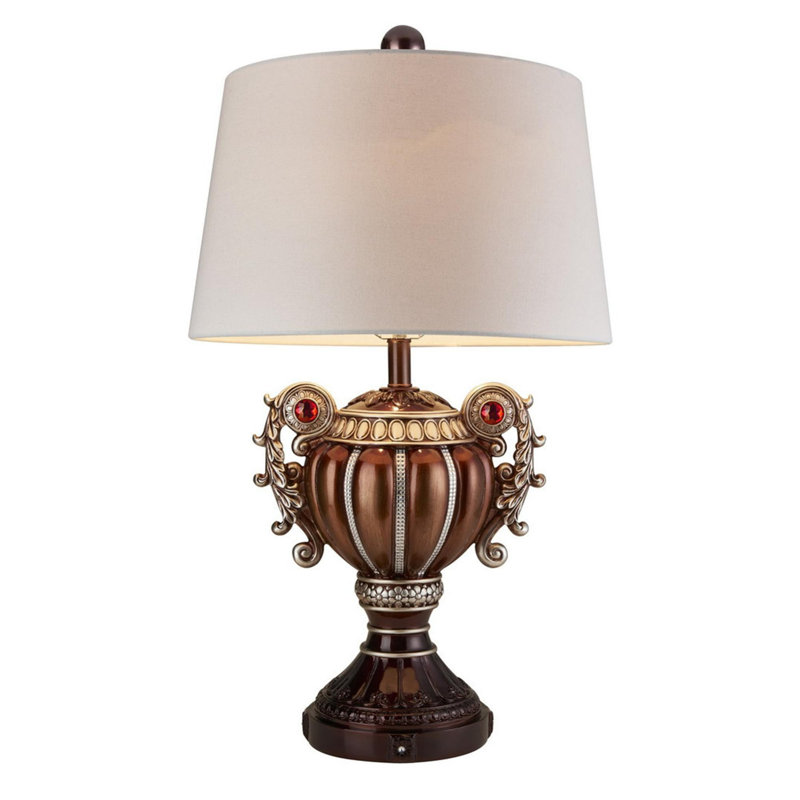 29.5" Tall" Delicata" Urn-Shaped Table Lamp, Bronze with Silver Accents