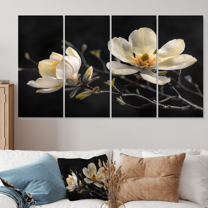 «Rodriguez - Magnolias», ensemble d'art sur toile, H 32 po x l 64 po