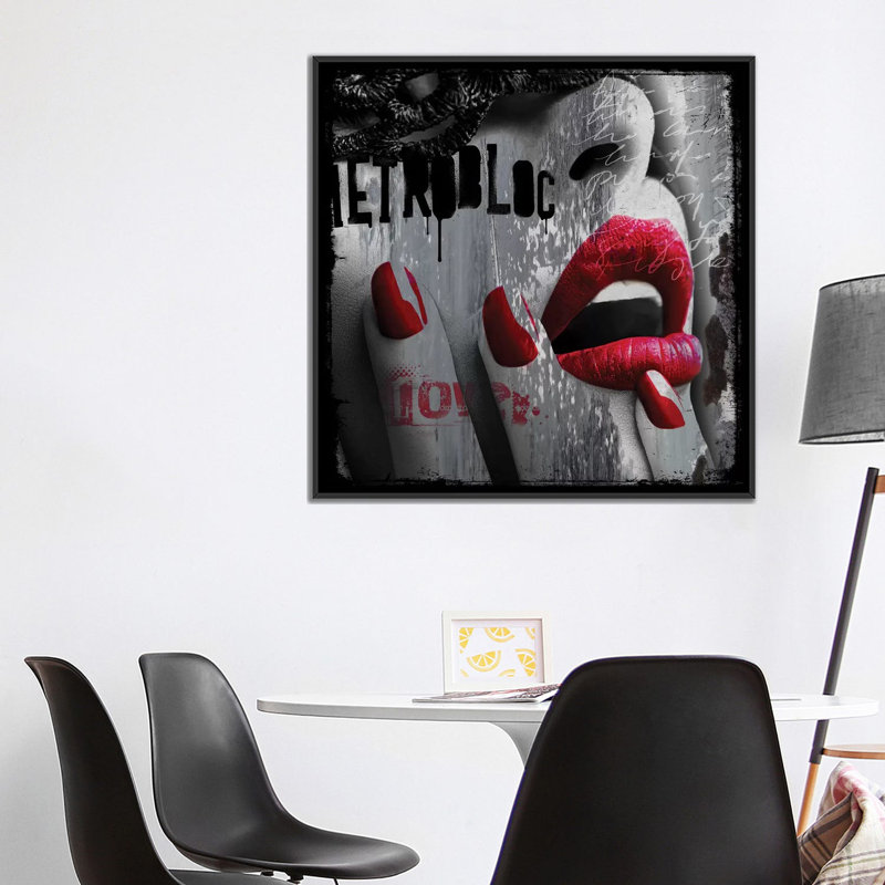 « love », impression sur toile, H 26 po x l 26 po x P 1,5 po, Toile avec cadre noir, Pas de tapis