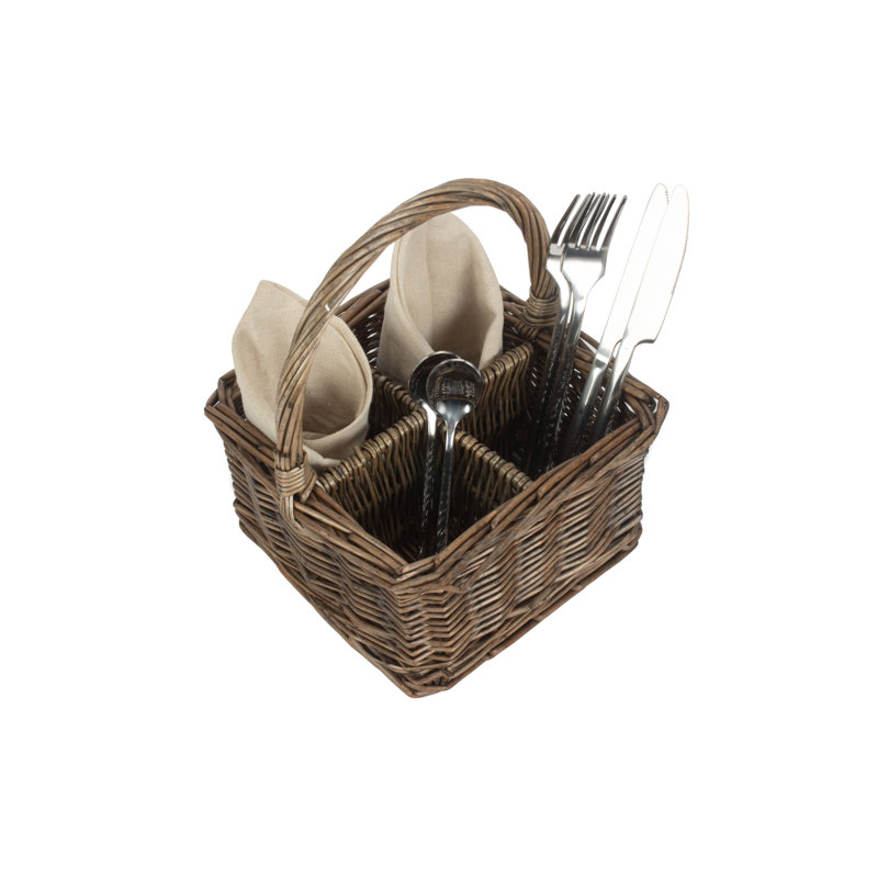Wicker 4 Section Cutlery Basket