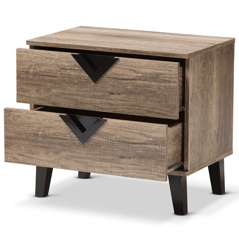 Bernadene Contemporary and Modern Brown and Black Nightstand, 21.41'' H X 23.49'' W X 15.58'' D