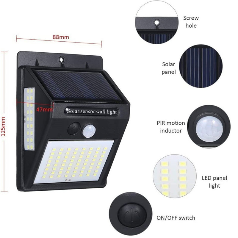 0.005 Watt LED Solar Power Dusk to Dawn Outdoor Security Wall Pack with Motion Sensor