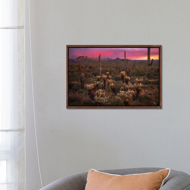 Dance Of The Desert by Peter Coskun - Floater Frame Print on Canvas, Classic Brown Wood Framed Canvas
