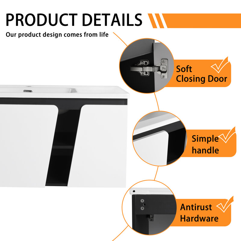 36'' Single Bathroom Vanity With Ceramic Top