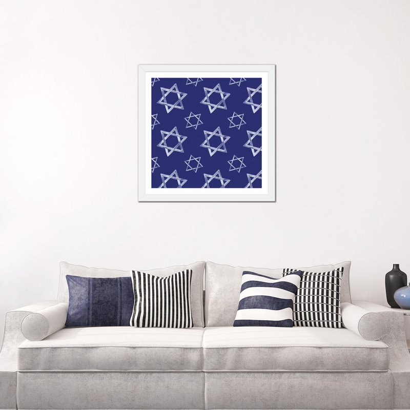 «Boho Hanukkah Collection H» par Grace Popp - reproduction imprimée, H 24 po x l 24 po x p 1 po, Papier encadré blanc, Blanc