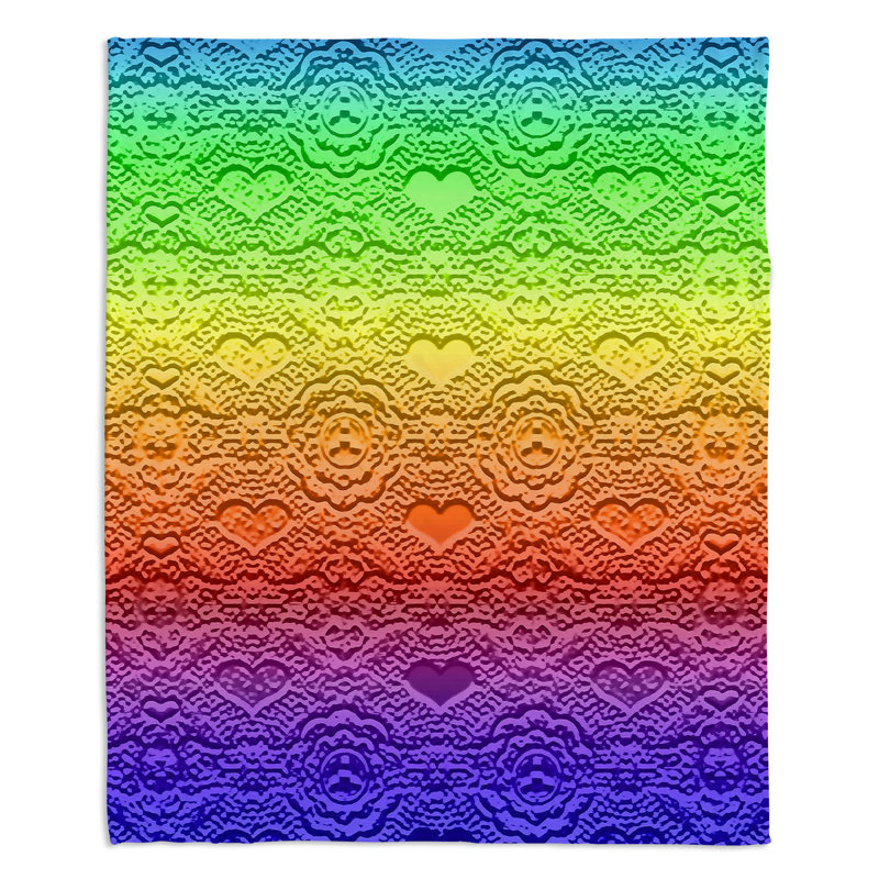  Jeté Rainbow Hearts, l 68 po x L 80 po