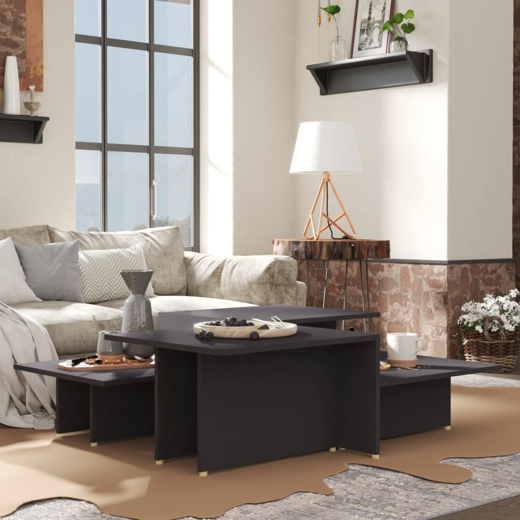 VIDAXL - Coffee Table Set - 2 Piece - Grey - 111.5 x 50 x 33 cm - Image 2