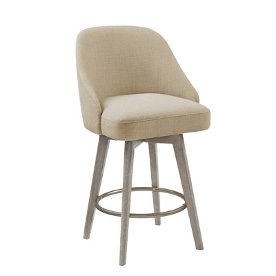 Pearce Sand Upholstered 360-Degree Swivel Bar Stool
