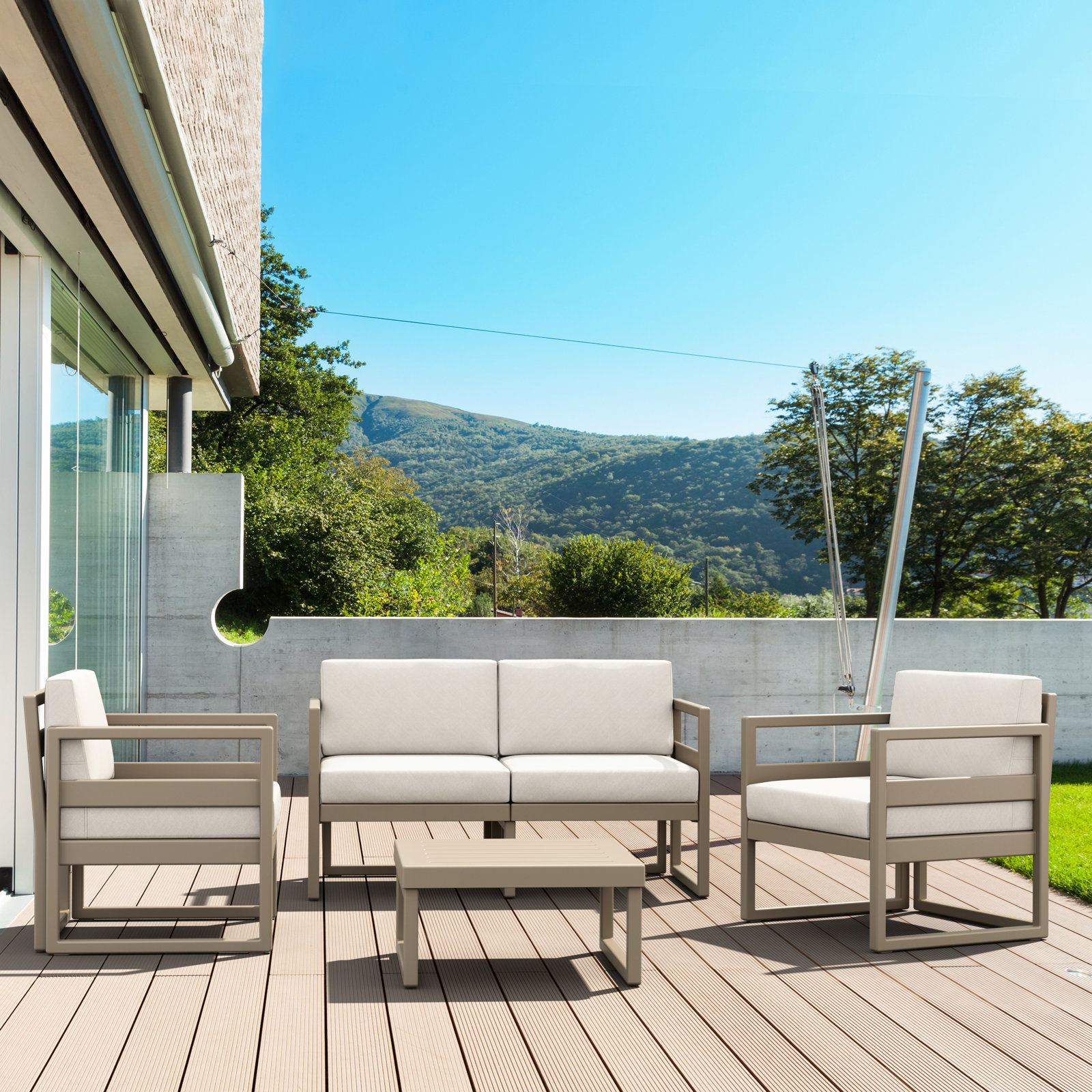 Lane 4-Person Patio Seating Group, Taupe, Natural