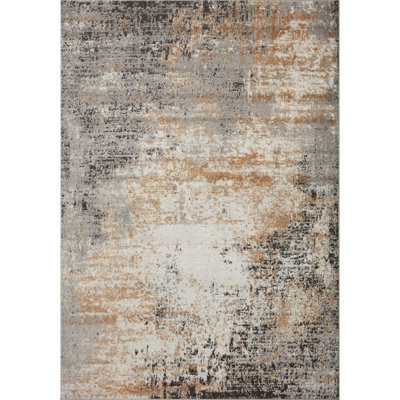 Tapis abstrait jaune / gris Mcglothin