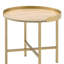 Table de bout ronde 22 "en bois manufacturé doré et chêne et métal