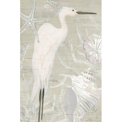Driftwood Heron I by June Erica Vess - Wrapped Canvas Print