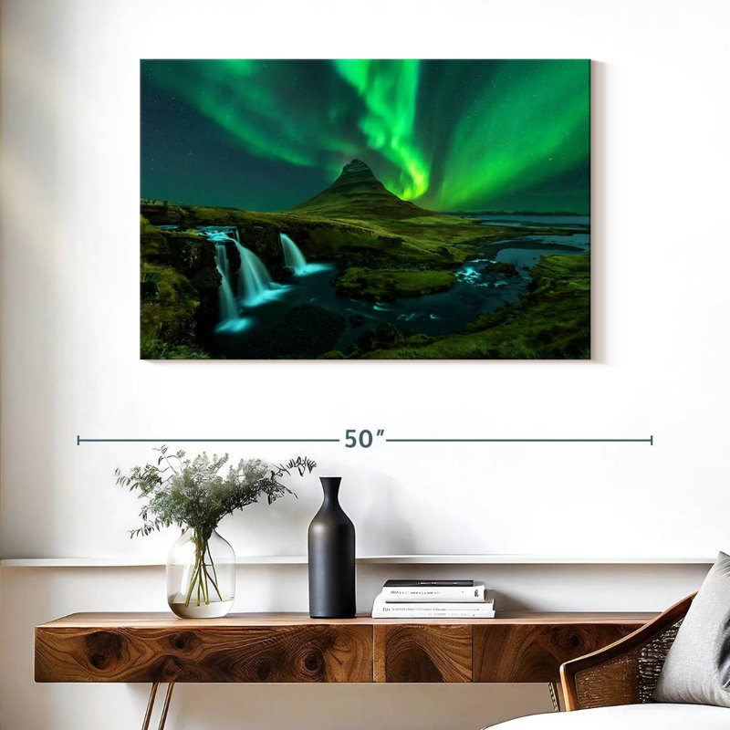 Alvord Kirkjufellsfoss Northern Lights, H 26 po x l 39 po