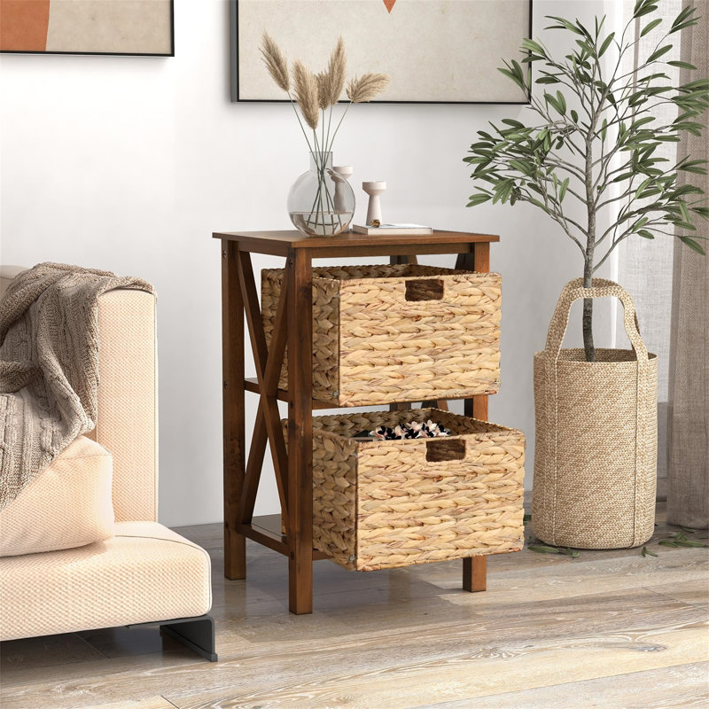 Darielle Metal Bedside Table, Brown