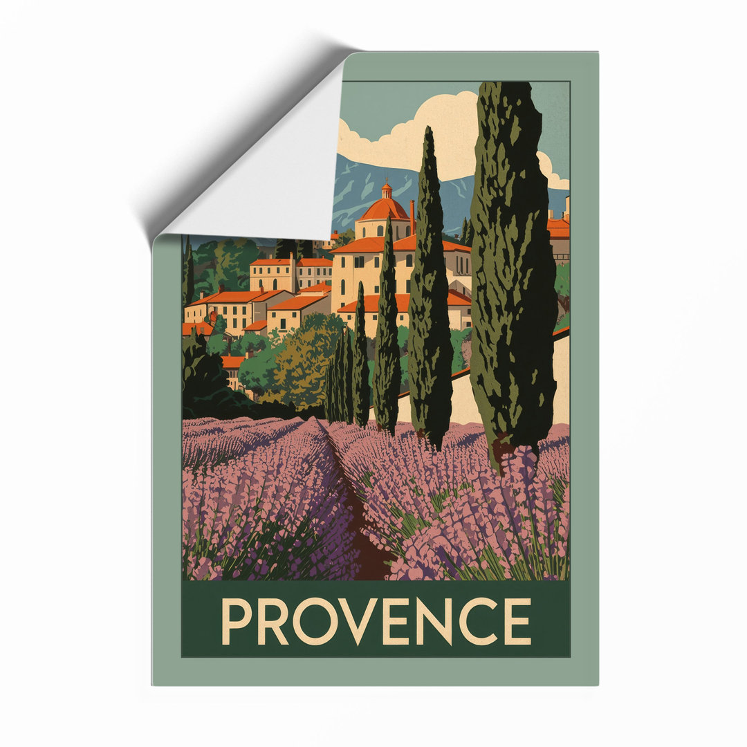 Provençal Villa and Lavender Fields Vintage - Framed Print