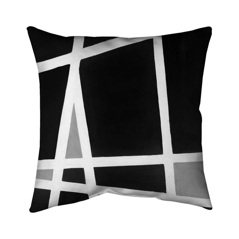 Black and white abstract shapes - 18"x18" Throw pillow - Poly twill - Print on demand, 18"H x 18"W