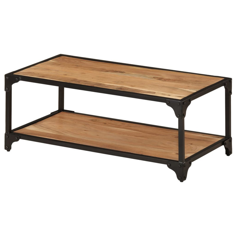 Table basse en bois massif 35,4 po x 17,7 po x 13,8 po, Brun
