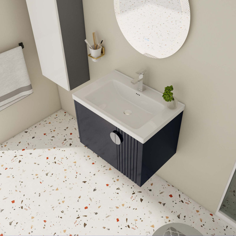 Small Bathroom Vanity With Sink, Black