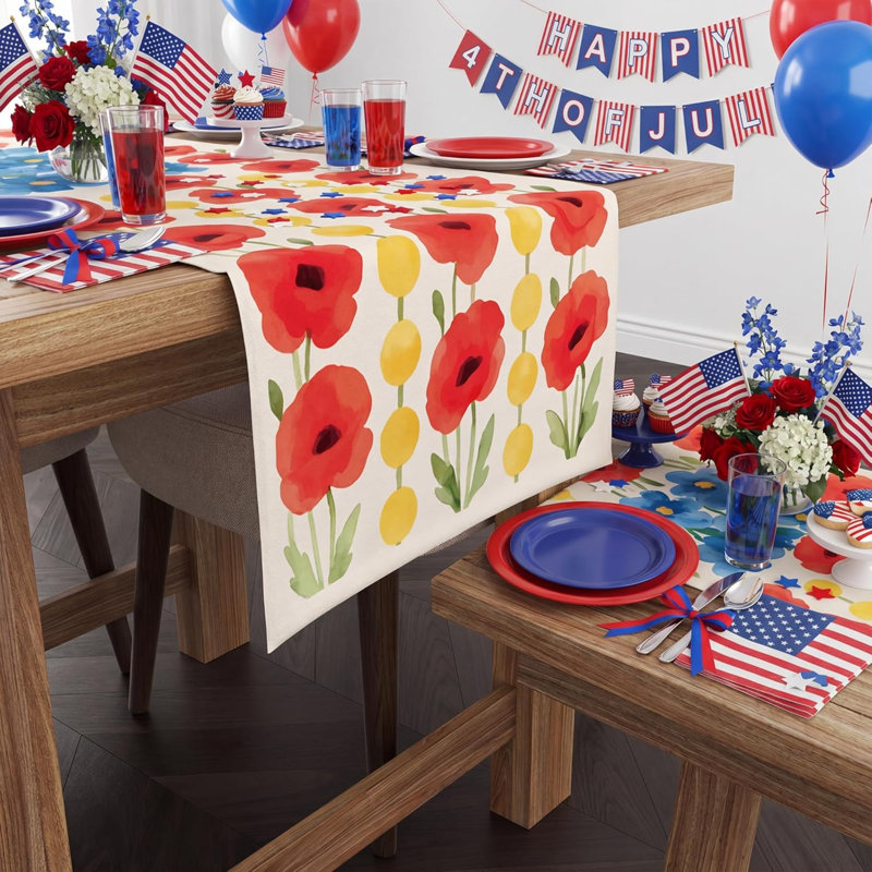 Décorations du 250e anniversaire - Chemin de table d'été pour le printemps de Pâques | Décorations de table patriotiques pour drapeau américain pour les États-Unis Anniversary