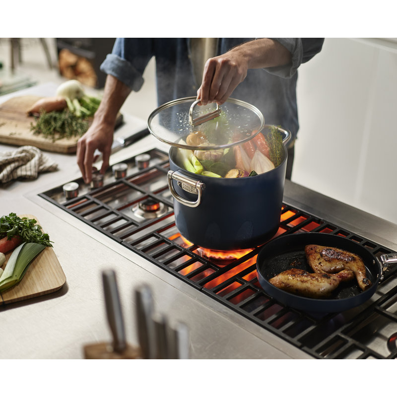Joseph Joseph Space Ceramic Non-Stick 8.5 Qt. Stock Pot with Folding Handles and Lid