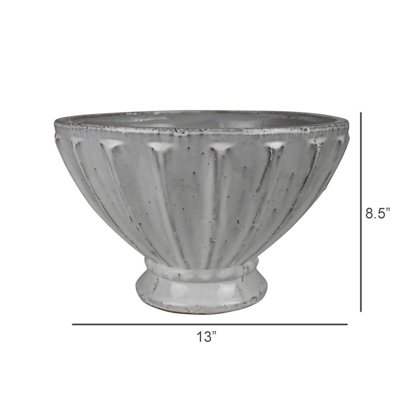 Footed Stoneware Bowl, Ceramic