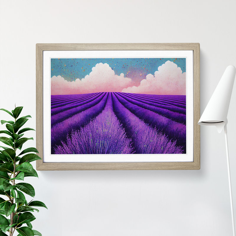 Head Turning Flower Field - Single Picture Frame Print, 46cm H x 64cm W x 2cm D, Oak